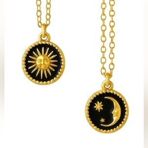 Gold and Black Matching Sun and Moon Necklaces